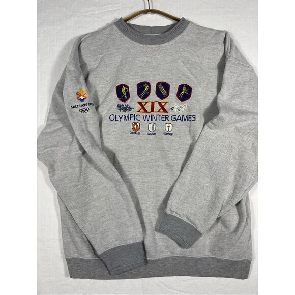 Salt Lake City 2002 Gray Olympic Winter Games XIX Pullover Sweatshirt Size Large - Picture 1 of 6